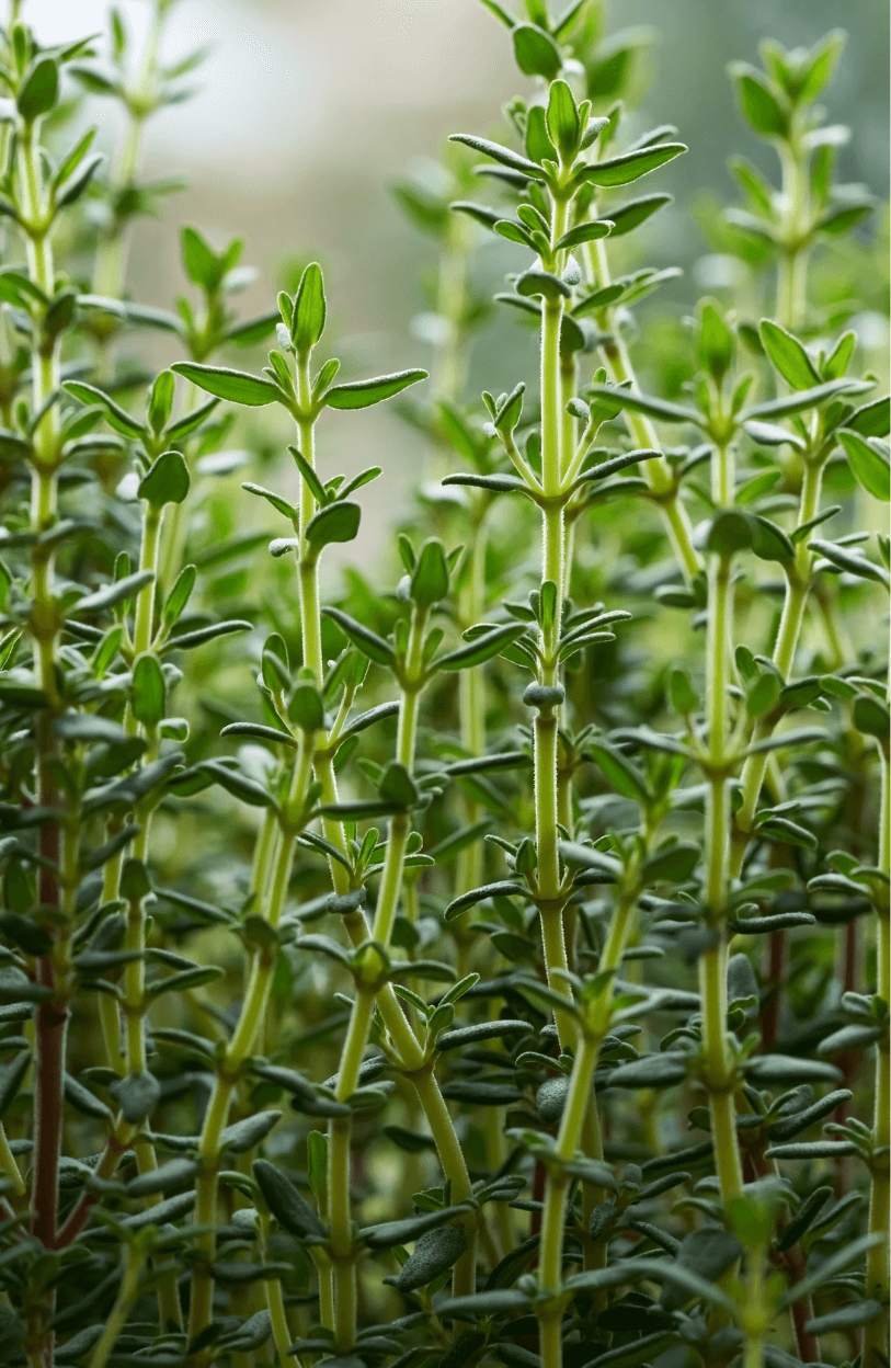 Fresh organic thyme is growing